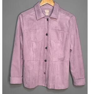 Chicos Faux Suede Peplum Lavender Jacket Size 0